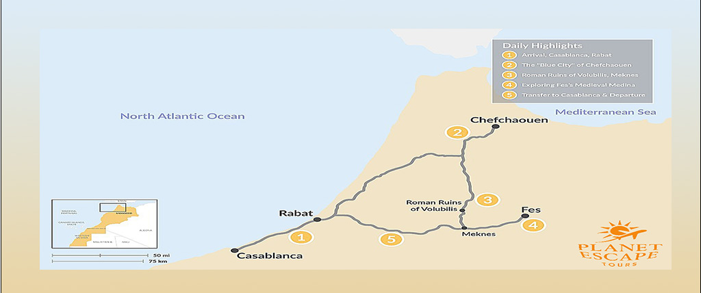 5 Days from Casablanca to Chefchaouen & Fes via Rabat, Meknes & Volubilis